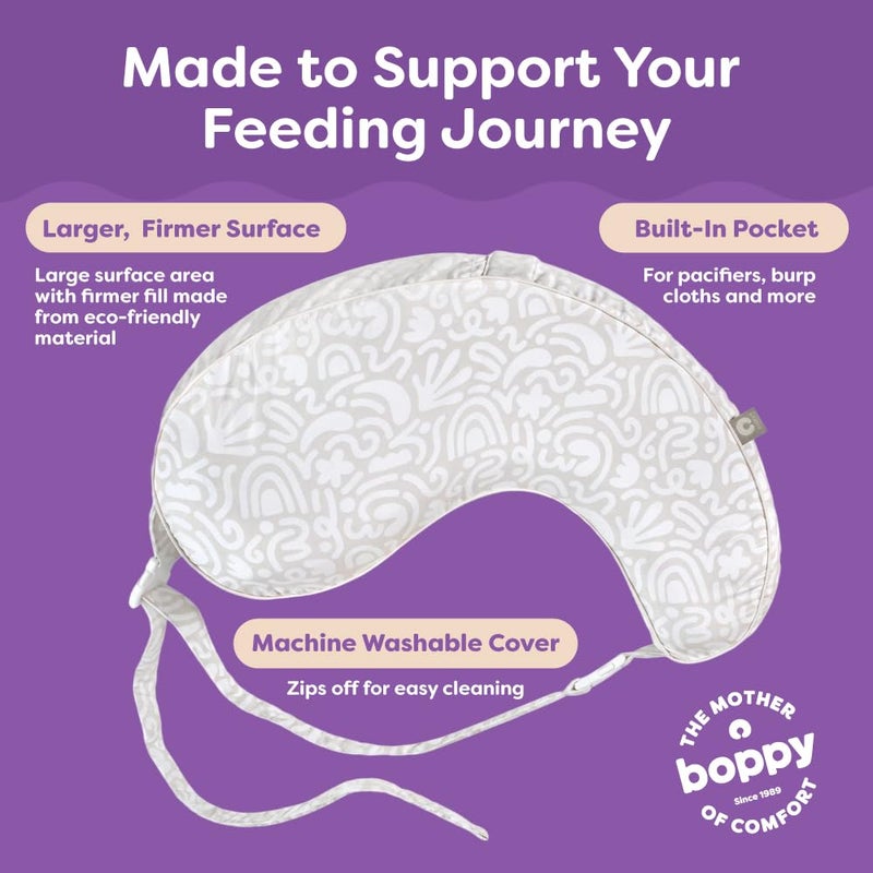 boppy وسادة الرضاعة Uplift - وسادة زجاجة ورضاعة لتقليل القيء وأعراض الارتجاع، مع فتحة شاملة للجسم وحزام، معتمدة من تحالف سلامة الأطفال - تصميم كريمي عتيق متعرج - Image 5